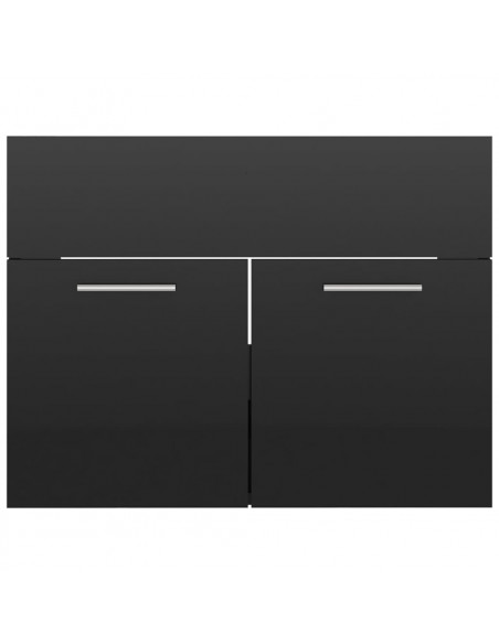 Set Mobili da Bagno 2 pz Nero Lucido in Legno Multistrato