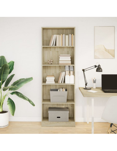 Libreria Rovere Sonoma 60x24x176 cm in Legno Multistrato