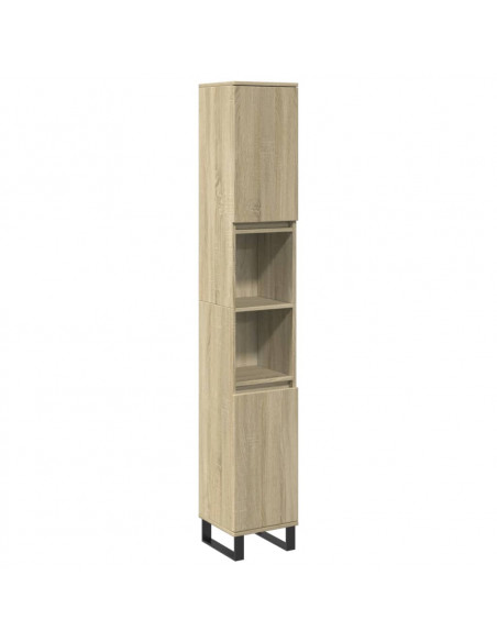 Set Mobili da Bagno 3 pz Rovere Sonoma in Legno Multistrato