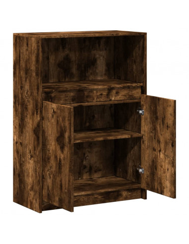 Credenza con LED Rovere Fumo 72x34x100 cm in Legno Multistrato