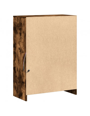Credenza con LED Rovere Fumo 72x34x100 cm in Legno Multistrato