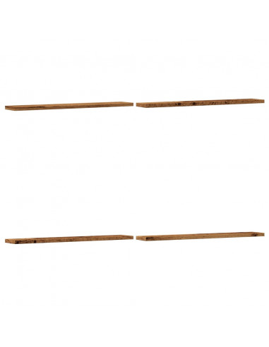 Mensole a Parete 4 pz Legno Antico 60x20x1,5 cm in Truciolato