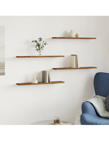 Mensole a Parete 4 pz Legno Antico 60x20x1,5 cm in Truciolato