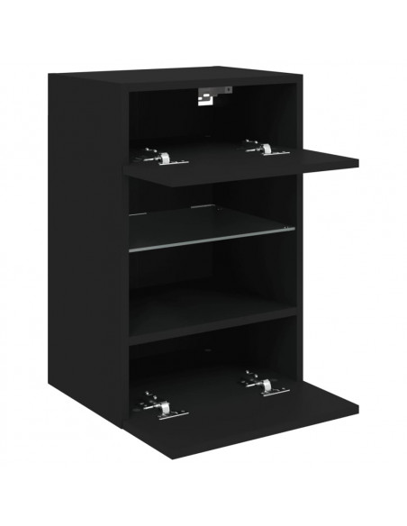 Mobili TV a Parete con Luci LED 2pz Neri 40x30x60,5 cm