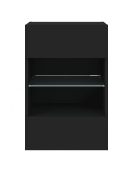 Mobili TV a Parete con Luci LED 2pz Neri 40x30x60,5 cm