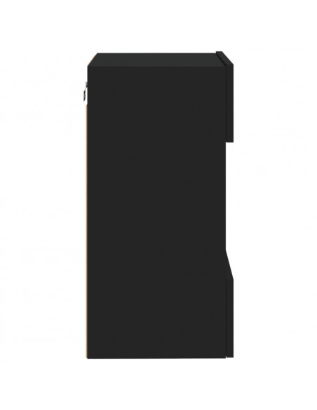 Mobili TV a Parete con Luci LED 2pz Neri 40x30x60,5 cm