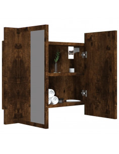 Mobile a Specchio LED Rovere Fumo 60x12x45 cm Legno Multistrato 2