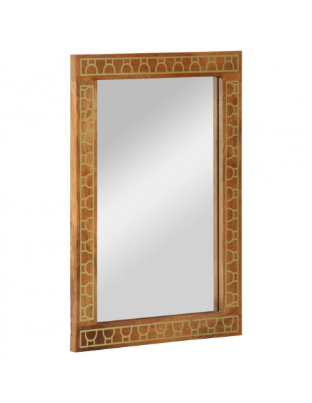 Specchio da Bagno 50x70x2,5 cm Legno Massello di Mango e Vetro