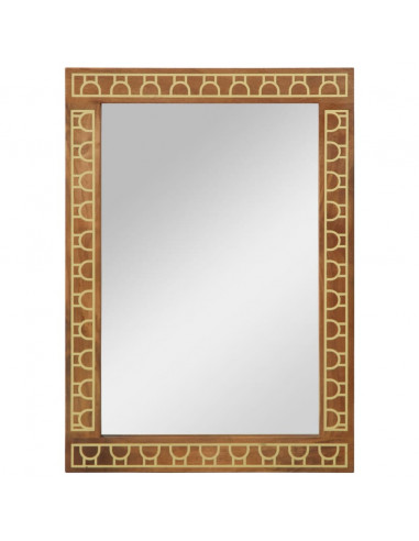 Specchio da Bagno 50x70x2,5 cm Legno Massello di Mango e Vetro