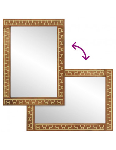 Specchio da Bagno 50x70x2,5 cm Legno Massello di Mango e Vetro