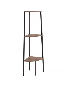 Scaffale Angolare 3 Livelli Marrone Scuro Nero 45,5x31,5x120cm 2