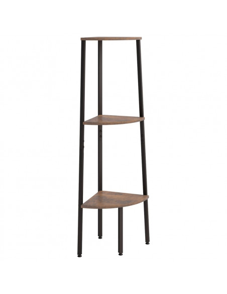 Scaffale Angolare 3 Livelli Marrone Scuro Nero 45,5x31,5x120cm