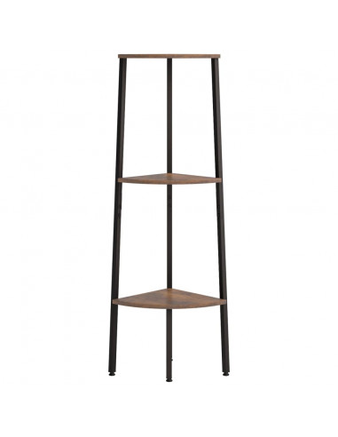 Scaffale Angolare 3 Livelli Marrone Scuro Nero 45,5x31,5x120cm