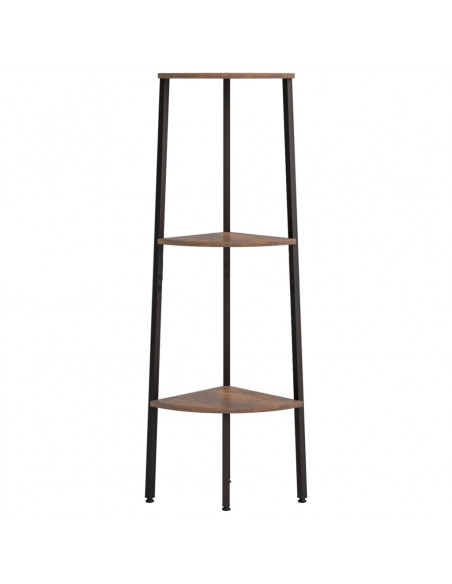 Scaffale Angolare 3 Livelli Marrone Scuro Nero 45,5x31,5x120cm