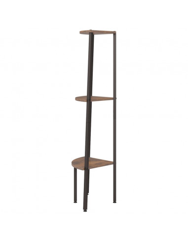 Scaffale Angolare 3 Livelli Marrone Scuro Nero 45,5x31,5x120cm