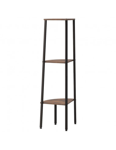 Scaffale Angolare 3 Livelli Marrone Scuro Nero 45,5x31,5x120cm