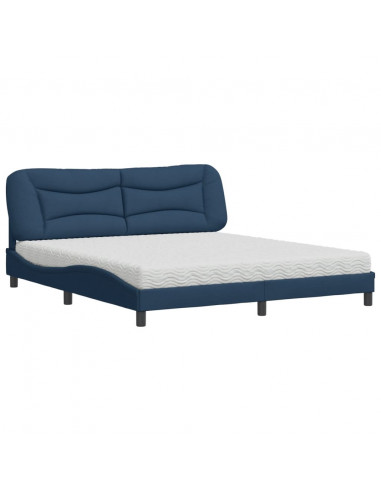 Letto con Materasso Blu 180x200 cm in Tessuto
