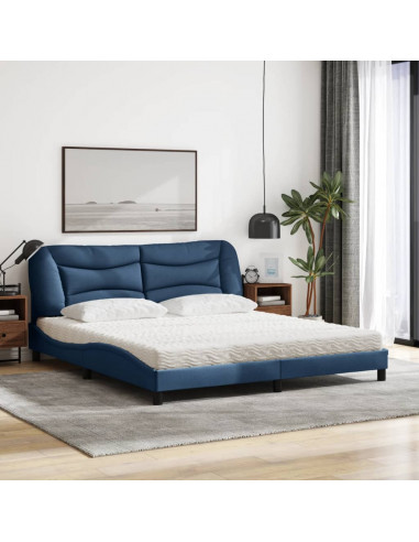 Letto con Materasso Blu 180x200 cm in Tessuto