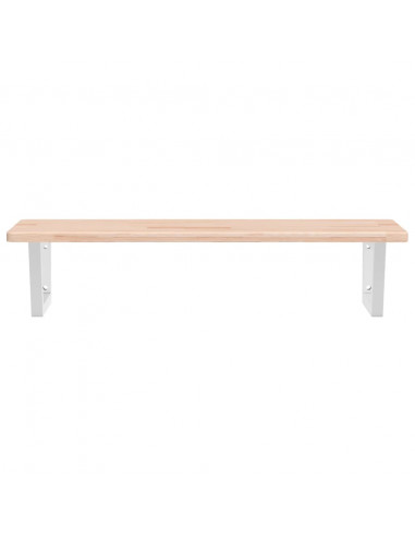 Ripiano a Parete per Lavabo in Acciaio e Massello di Rovere