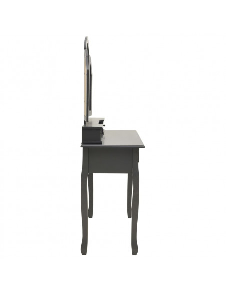 Tavolo da Trucco e Sgabello Grigio 100x40x146cm Legno Paulownia