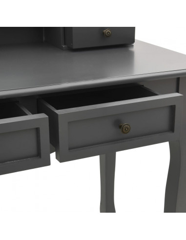 Tavolo da Trucco e Sgabello Grigio 100x40x146cm Legno Paulownia