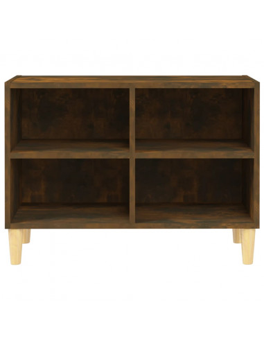 Mobile TV con Gambe in Legno Massello Rovere Fumo 69,5x30x50 cm