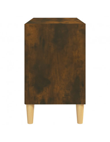 Mobile TV con Gambe in Legno Massello Rovere Fumo 69,5x30x50 cm