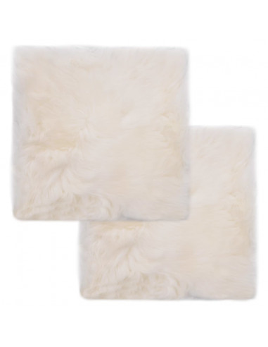 Cuscini per Sedie 2 pz Bianco 40x40cm in Vera Pelle di Montone