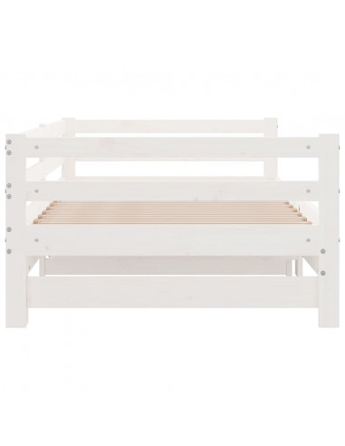 Dormeuse Estraibile Bianca 2x(90x190) cm Legno Massello di Pino