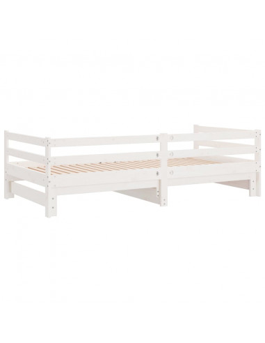 Dormeuse Estraibile Bianca 2x(90x190) cm Legno Massello di Pino