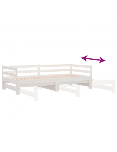 Dormeuse Estraibile Bianca 2x(90x190) cm Legno Massello di Pino