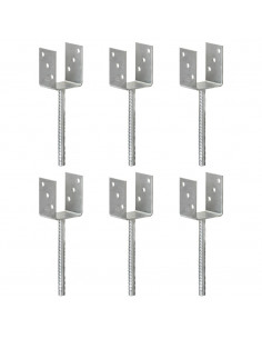 Picchetti per Recinzione 6 pz Argento 8x6x30 cm Acciaio Zincato 2