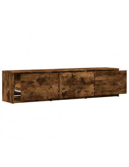 Mobile Porta TV con LED Rovere Fumo 165x34x40 cm in Truciolato