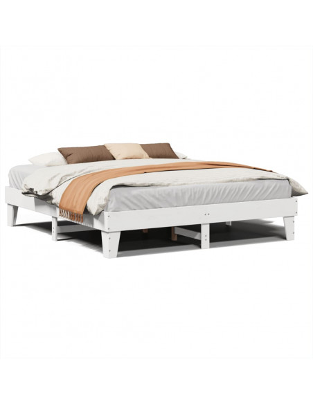 Giroletto senza Materasso Bianco 200x200 cm Legno Massello Pino