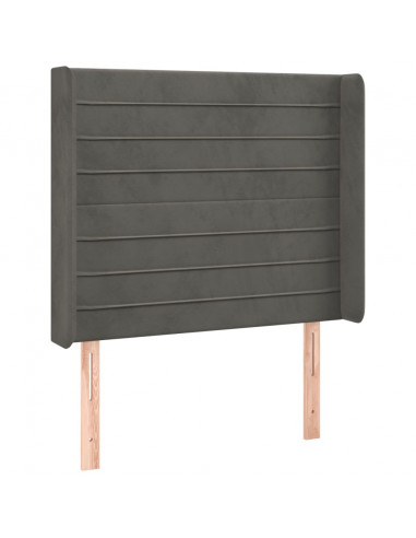 Testiera ad Orecchio Grigio Scuro 93x16x118/128 cm in Velluto