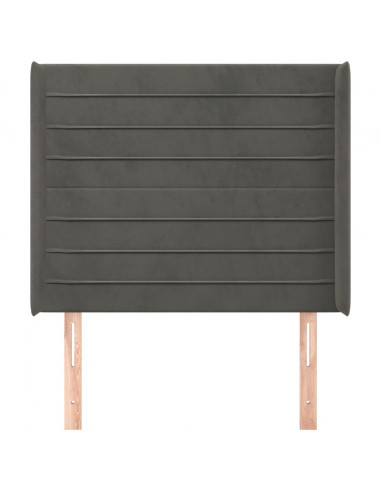 Testiera ad Orecchio Grigio Scuro 93x16x118/128 cm in Velluto
