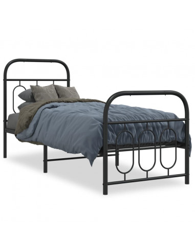 Giroletto con Testiera e Pediera Metallo Nero 75x190 cm