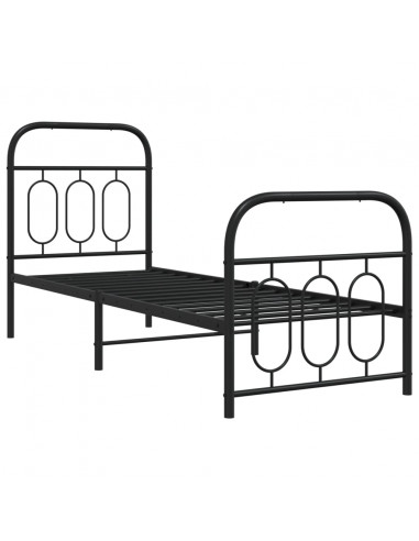 Giroletto con Testiera e Pediera Metallo Nero 75x190 cm