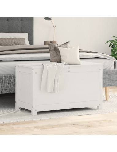 Contenitore Portaoggetti Bianco 80x40x45,5cm Massello di Pino