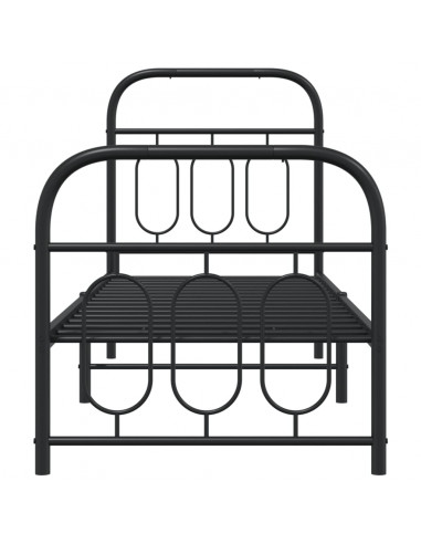 Giroletto con Testiera e Pediera Metallo Nero 75x190 cm