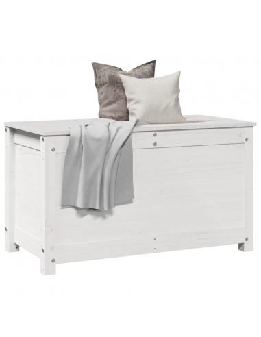 Contenitore Portaoggetti Bianco 80x40x45,5cm Massello di Pino