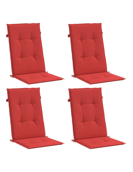Cuscini per Sedie 4 pz Rossi 120x50x3 cm in Tessuto