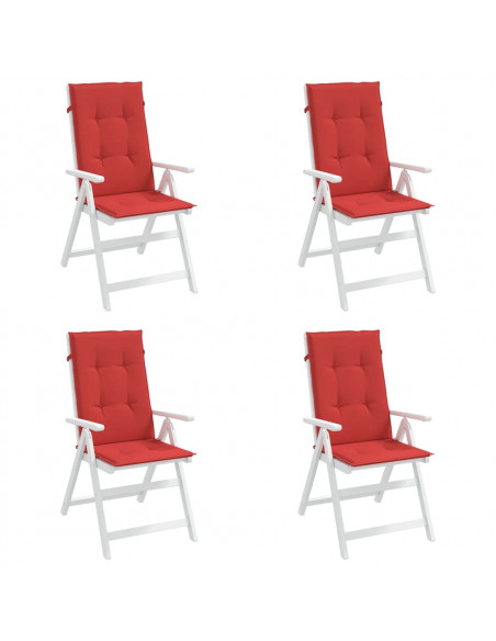 Cuscini per Sedie 4 pz Rossi 120x50x3 cm in Tessuto
