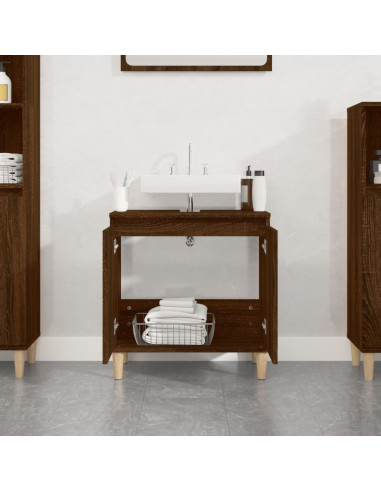 Mobile Lavabo Rovere Marrone 58x33x60 cm in Legno Multistrato
