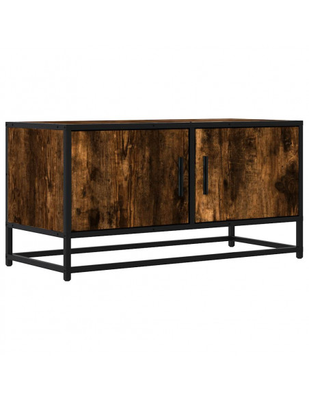 Mobile TV Rovere Fumo 80x34,5x40 cm Legno Multistrato e Metallo