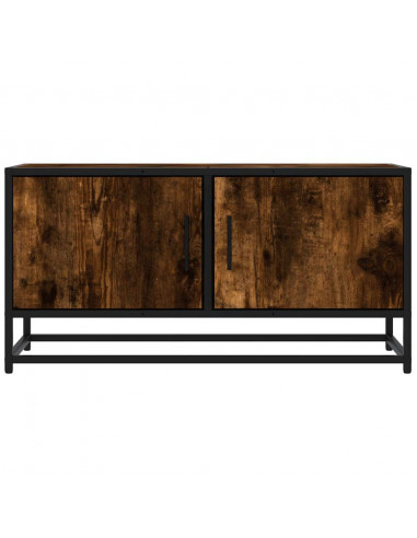 Mobile TV Rovere Fumo 80x34,5x40 cm Legno Multistrato e Metallo