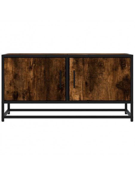 Mobile TV Rovere Fumo 80x34,5x40 cm Legno Multistrato e Metallo