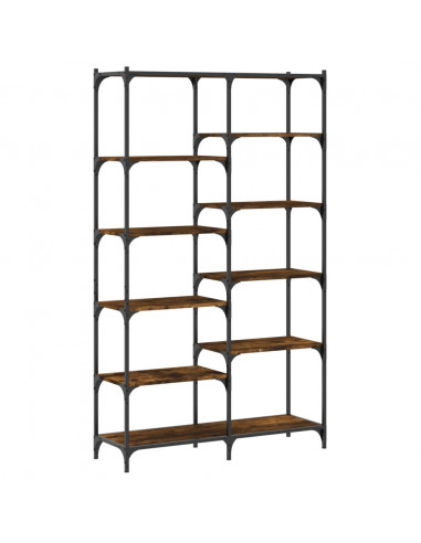 Libreria Rovere Fumo 100x32x170 cm in Legno Multistrato e Ferro