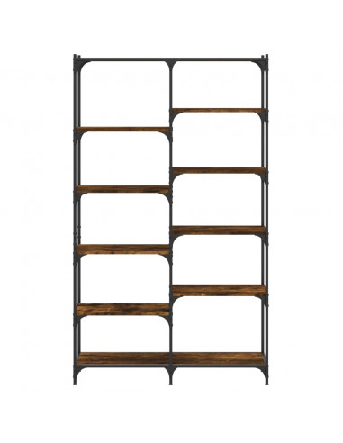 Libreria Rovere Fumo 100x32x170 cm in Legno Multistrato e Ferro