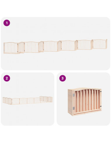 Cancello per Cani Porta Pieghevole 12 Pannelli 960 cm in Pioppo